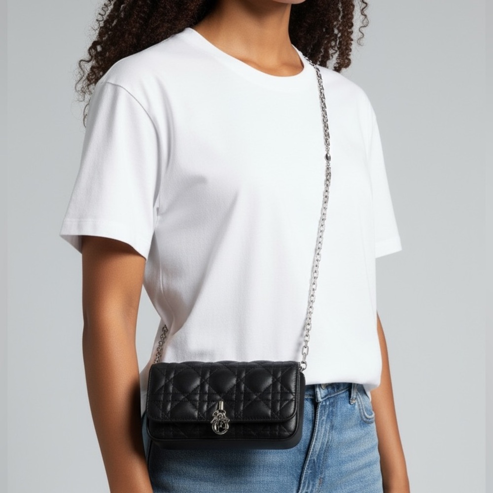 DIOR Cannage Lambskin My Talk Phone Crossbody Pouch ✨ - Picture 14 of 16
